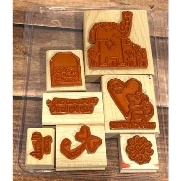 STAMPIN' UP! 111089 HAPPY HEART DAY Wood Mounted Rubber Stamp set of 7 LOVE - Picture 5 of 5